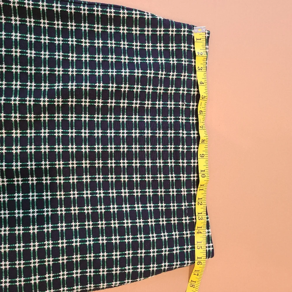 J.Crew The Pencil Skirt Cotton Navy And Green Checkered